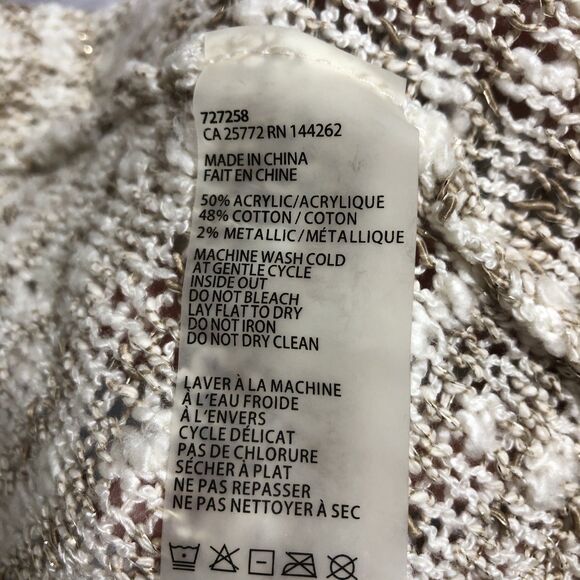 Fylo London Women’s S Creme/Tan Stripe w/ Gold Metallics Knit Hooded Cardigan - Picture 5 of 10